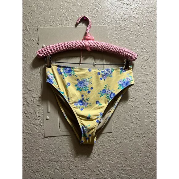 WeWoreWhat Golden Hour Floral High Rise Bikini Bottom Woman’s Size Medium NEW Ye - Picture 1 of 10